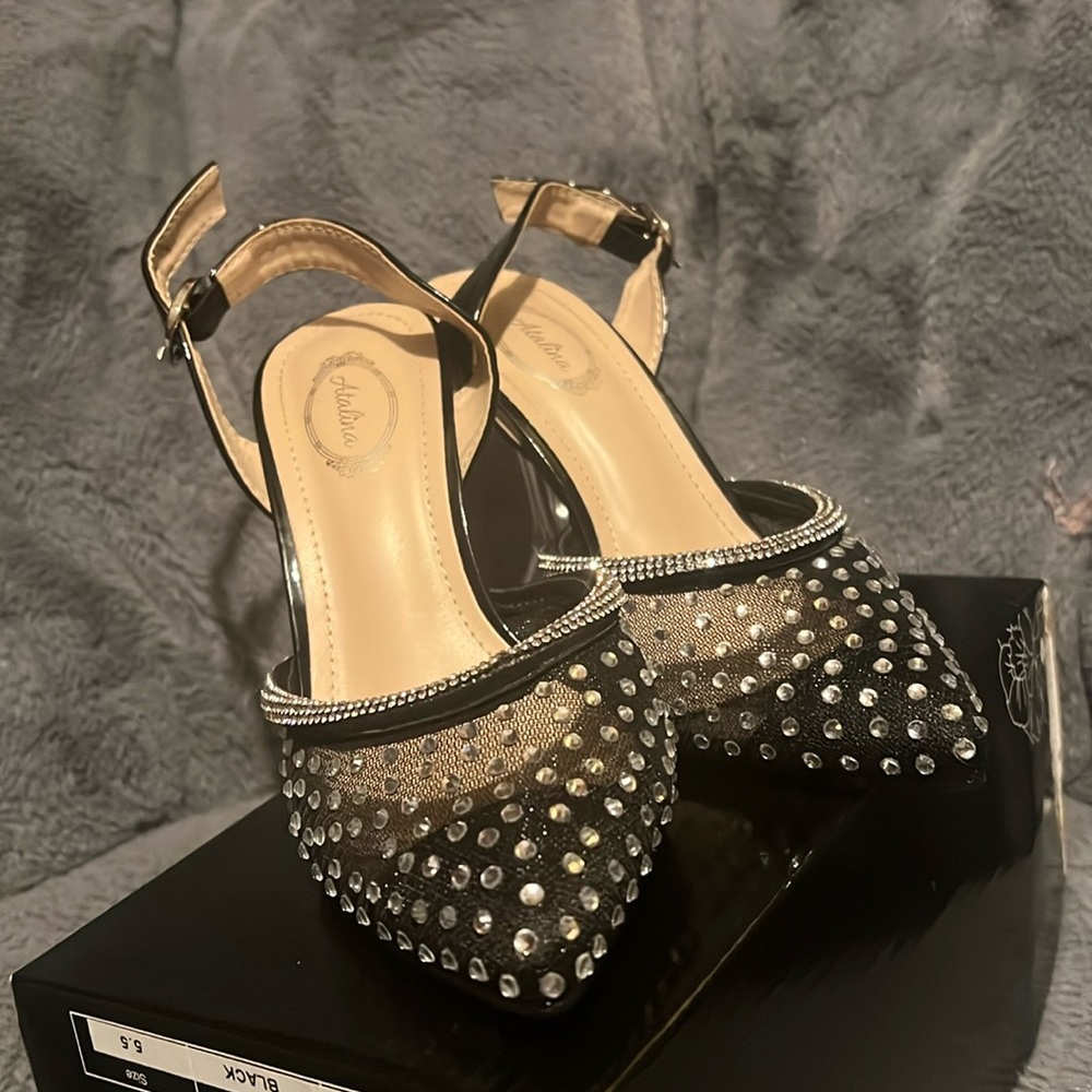 Black heels with silver beads